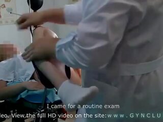 Young female examined at a gynecologist's - stormy orgasm