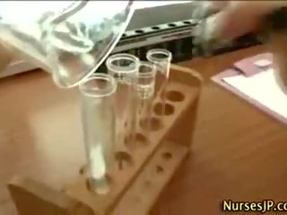 Naughty oriental nurse gets super semen shot