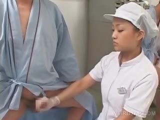 Nasty Asian Nurse Rubbing Her Patients Starved peter