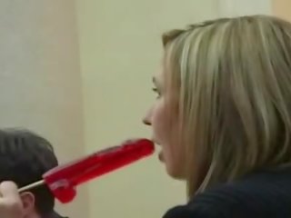 Dirty Blond gives a film at sex clip event by stripping
