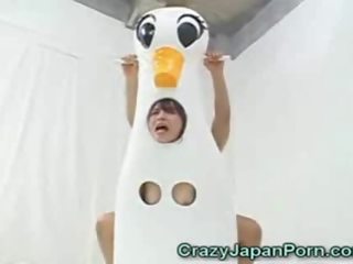 Japoneze duck vogëlushe facialed!