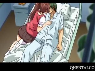 Hentai stunner ia membru în o spital pat